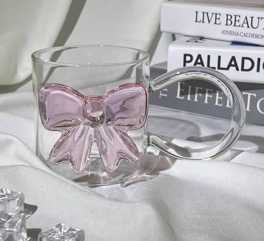 Glass mug with a bow