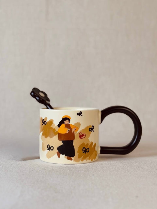 Porcelain mug with spoon