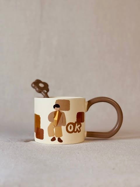 Porcelain mug with spoon