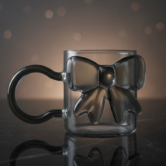 Glass mug with a bow