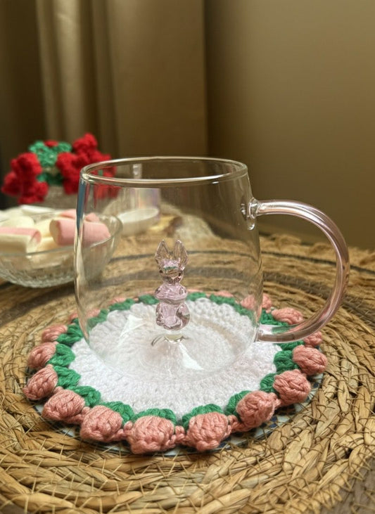 كوب زجاجي بتصميم ارنب